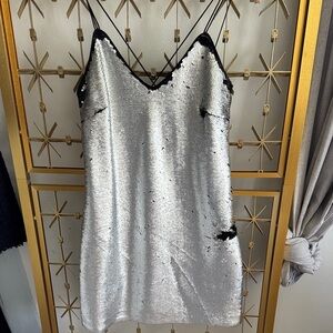 ASOS Silver Sequin Mini Dress